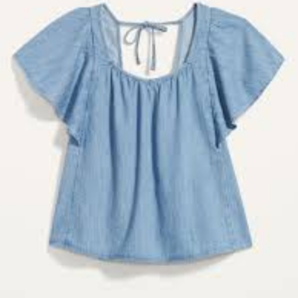 NWT Old Navy Flutter Sleeve Jean Swing‎ Blouse size XXL Tall
